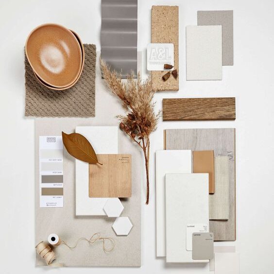 Analoges Moodboard für Oberflächen und Materialien